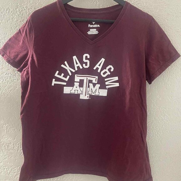 FANATICS TEXAS‎ A&M MAROON V-NECK TEE SHIRT XLARGE 100% COTTON - Picture 1 of 4